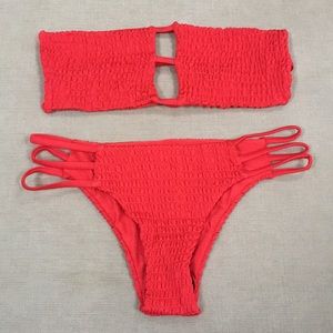 zaful scarlet red bandeau bikini set